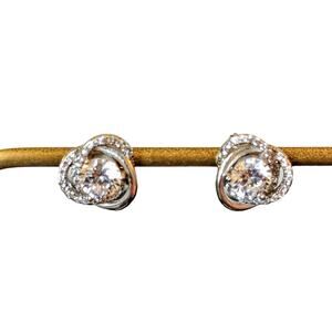 Marked IBB CH 925 Sterling CZ Swirl Post Earrings